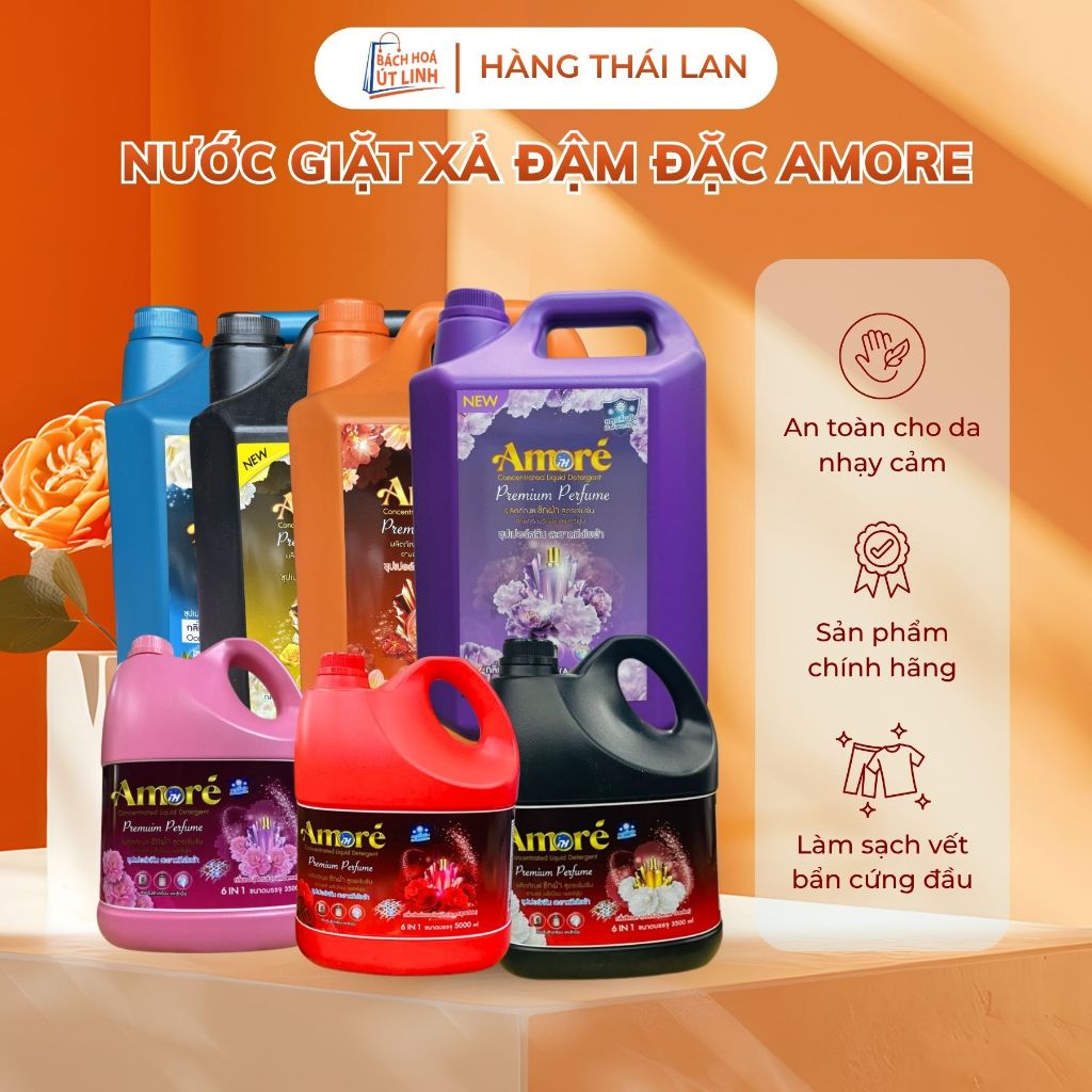 Nước Giặt Xả Đậm Đặc AMORE Can 5 Lít, 3,5 Lít Hương Nước Hoa .