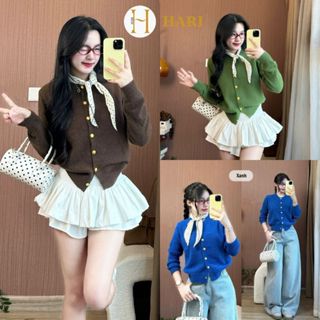  Áo cardigan len lông thỏ cúc đồng Hari basic dày dặn Cardigan nữ đi học đi làm Back To School 609 P0K23 