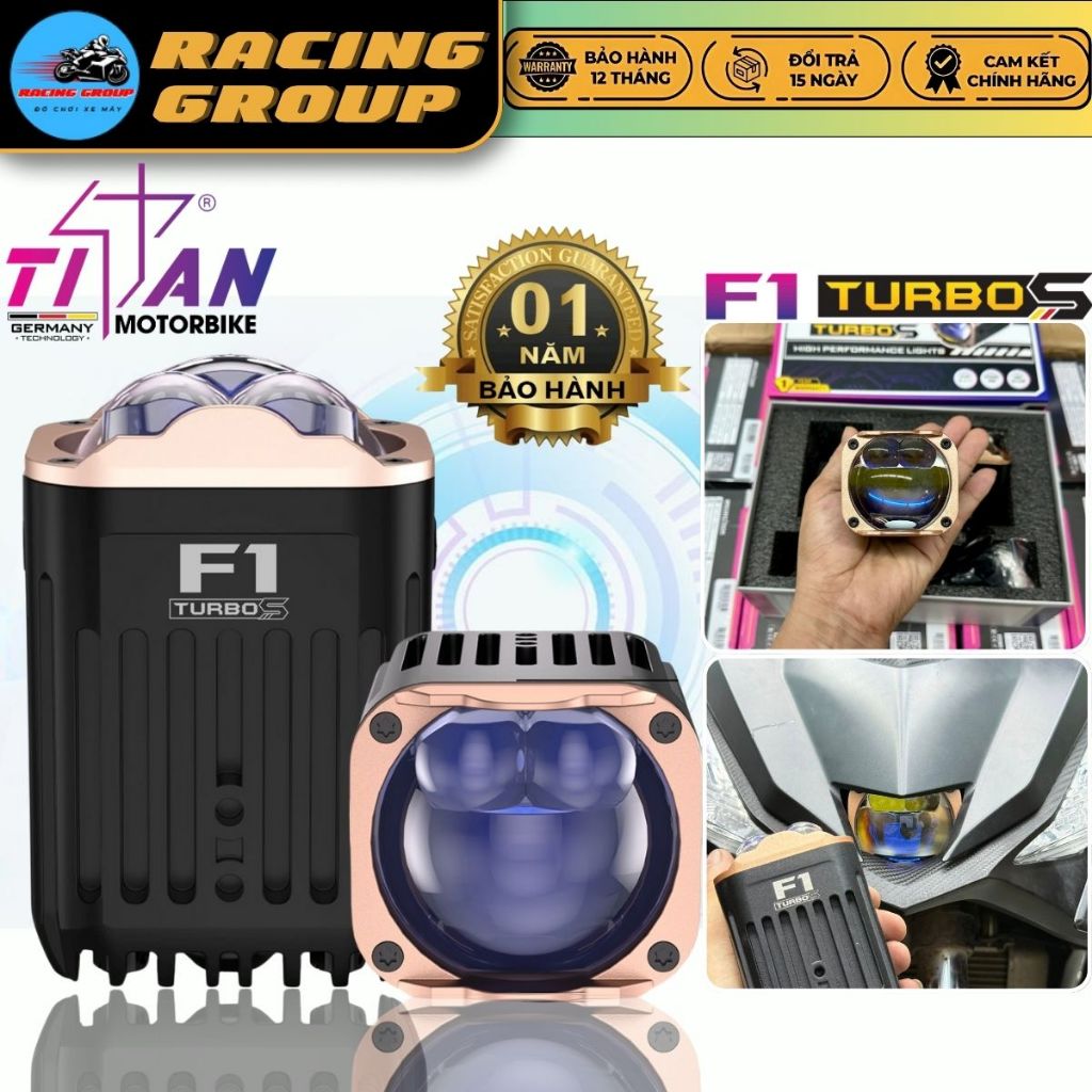 F1 TURBO S, Đèn Trợ Sáng TITAN F1 Turbo S Công Suất 67W, Có Trợ Pha Kép Mắt Ếch Và Giả Lập Laser