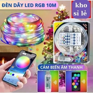 (Sỉ lẻ ) Đèn led usb dây 100 bóng 10,20 mét 16 triệu màu nháy theo nhạc trang trí noel,tết,trang trí quán...