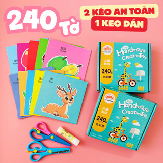   Kèm Kéo  Đồ Chơi 240 Tờ Cắt Dán Giấy Thủ Công Cho Bé Rèn Khéo Tay Và Sáng Tạo Cho Bé 