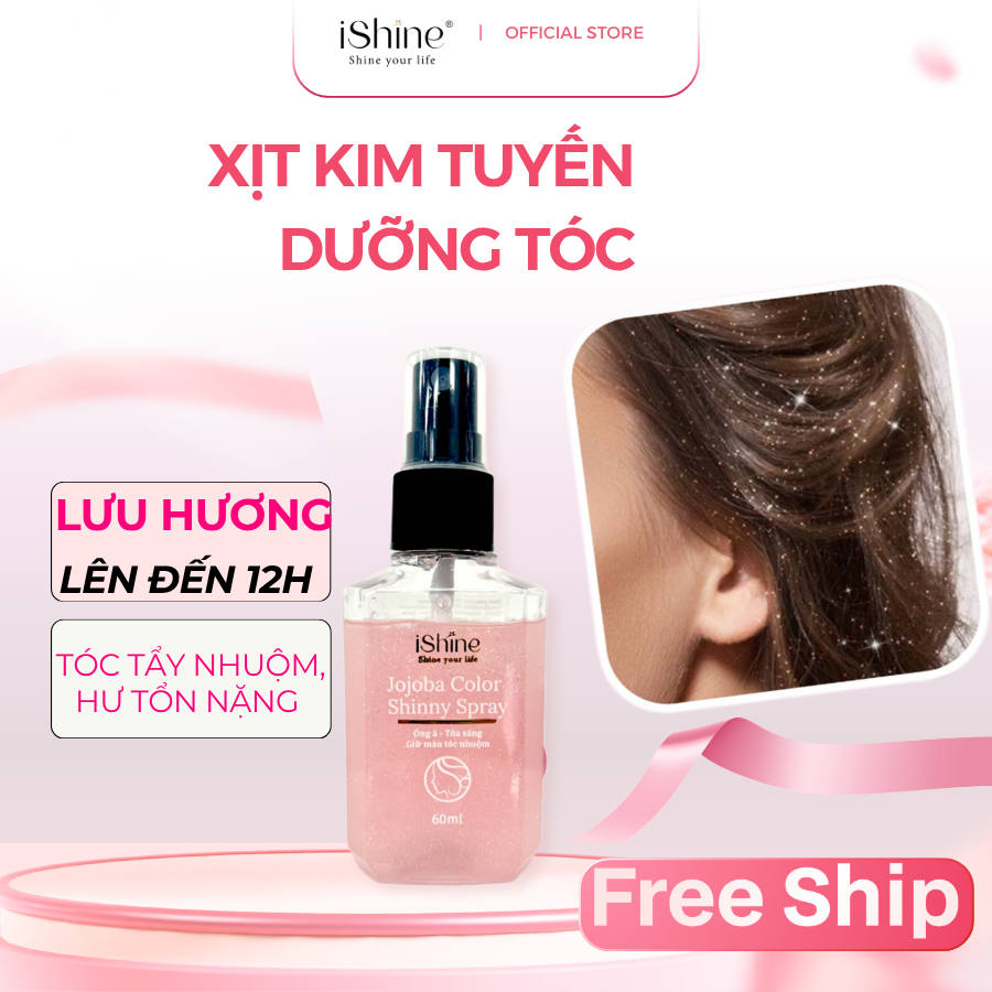 Xịt Kim Tuyến Dưỡng Tóc Hương Nước Hoa iShine Jojoba Color Shinny Spray 60ml