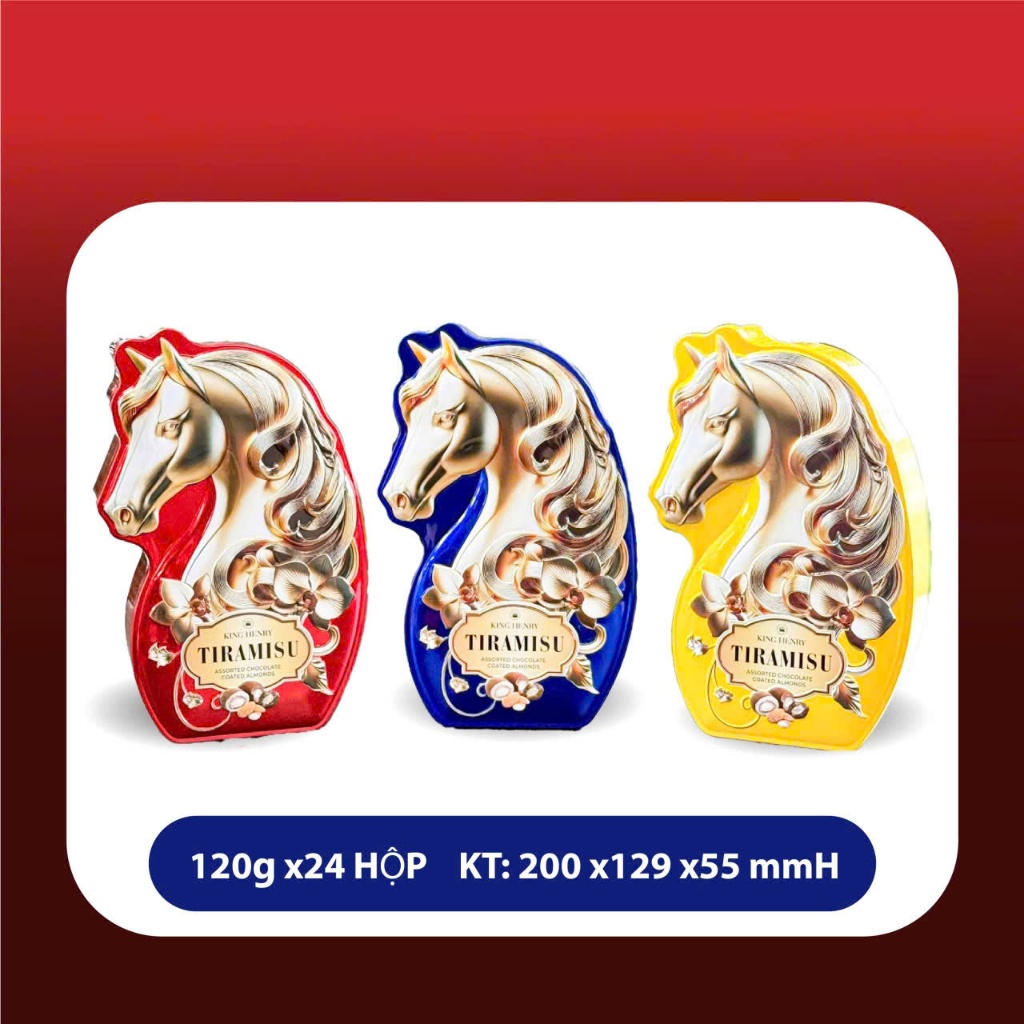 (sẵn,mẫu mới)King Henry - Socola Tiramisu Thập Cẩm Bọc Hạnh Nhân hs Đầu Ngựa 120gr