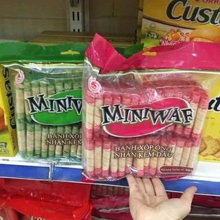 (SALE SHOP MỚI) Bánh quế Miniwaf Hải Hà nhân kem dâu, bánh quế xốp ống Hải Hà xanh cốm,bánh xốp ống.