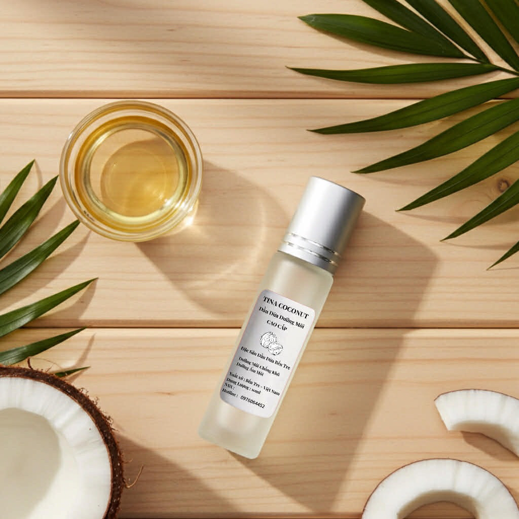 Lăn dầu dừa dưỡng môi 10ml. Dầu dừa dưỡng ẩm môi nguyên chất. Giúp môi giảm khô nứt. Với tinh chất d