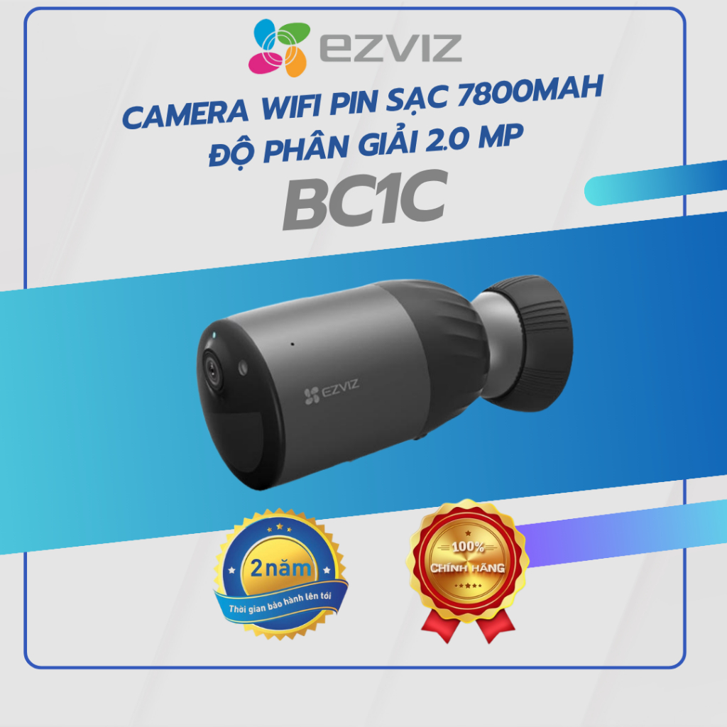 Camera WIFI EZVIZ BC1C eLife Độ Phân Giải 2.0MP - Pin Sạc 7800MaH - Màu Ban Đêm - Đàm Thoại Hai Chiề