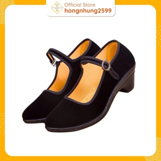 Giầy nhung cao gót 5 cm , 3 cm đế mềm, giầy nhẩy, múa . chất lượng tốt. phom hơi rộng khách chọn nhỏ hơn 1 sai