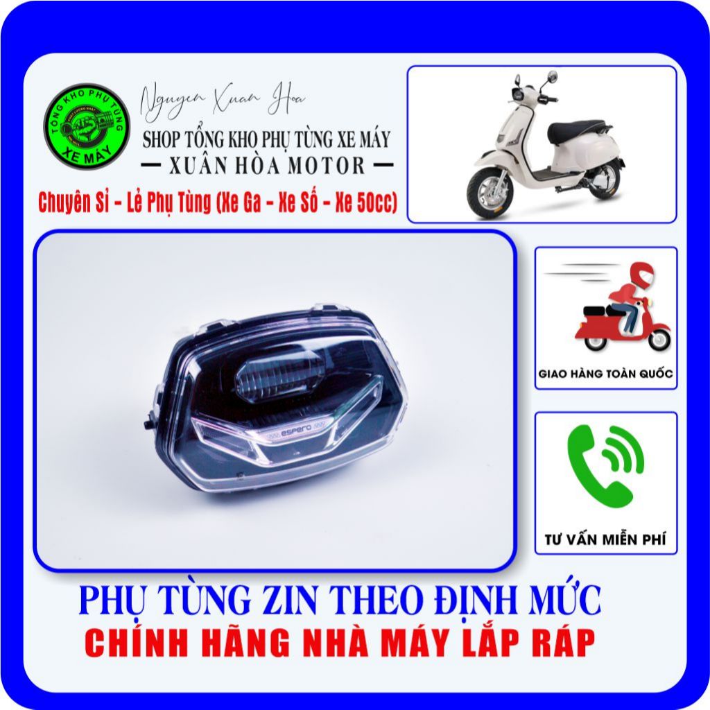 Pha đèn LED/ Đèn pha LED Vespa ESPERO DIAMOND PLUS (Hàng nhập khẩu, chính hãng nhà máy lắp ráp)