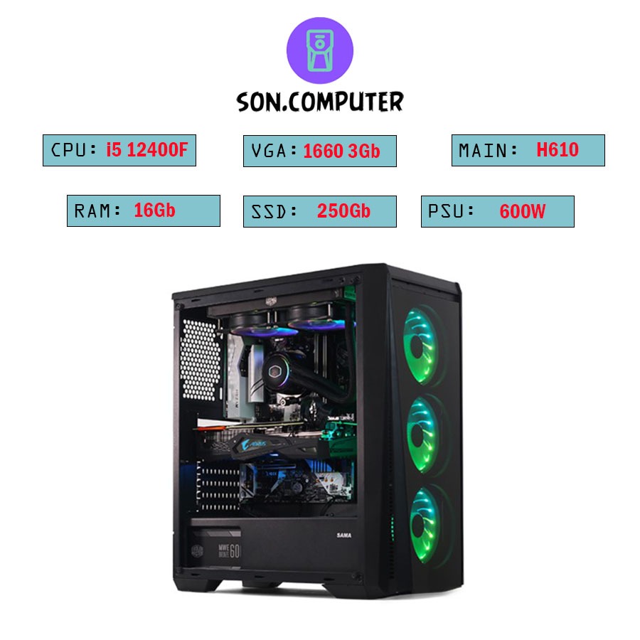 Bộ PC Gaming H610 | I5 12400F | RAM 16GB CHIẾN MỌI LOẠI GAME