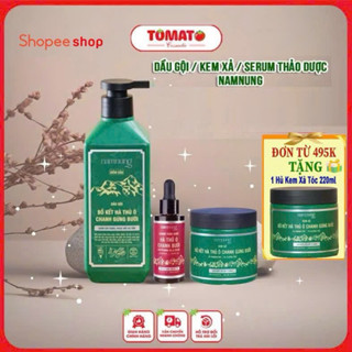  Dầu gội  Kem Xả  Serum  thảo dược Nam Nung xanh lá hỗ trợ giảm rụng giúp tóc chắc khỏe kiềm dầu cho tóc nhanh bết 