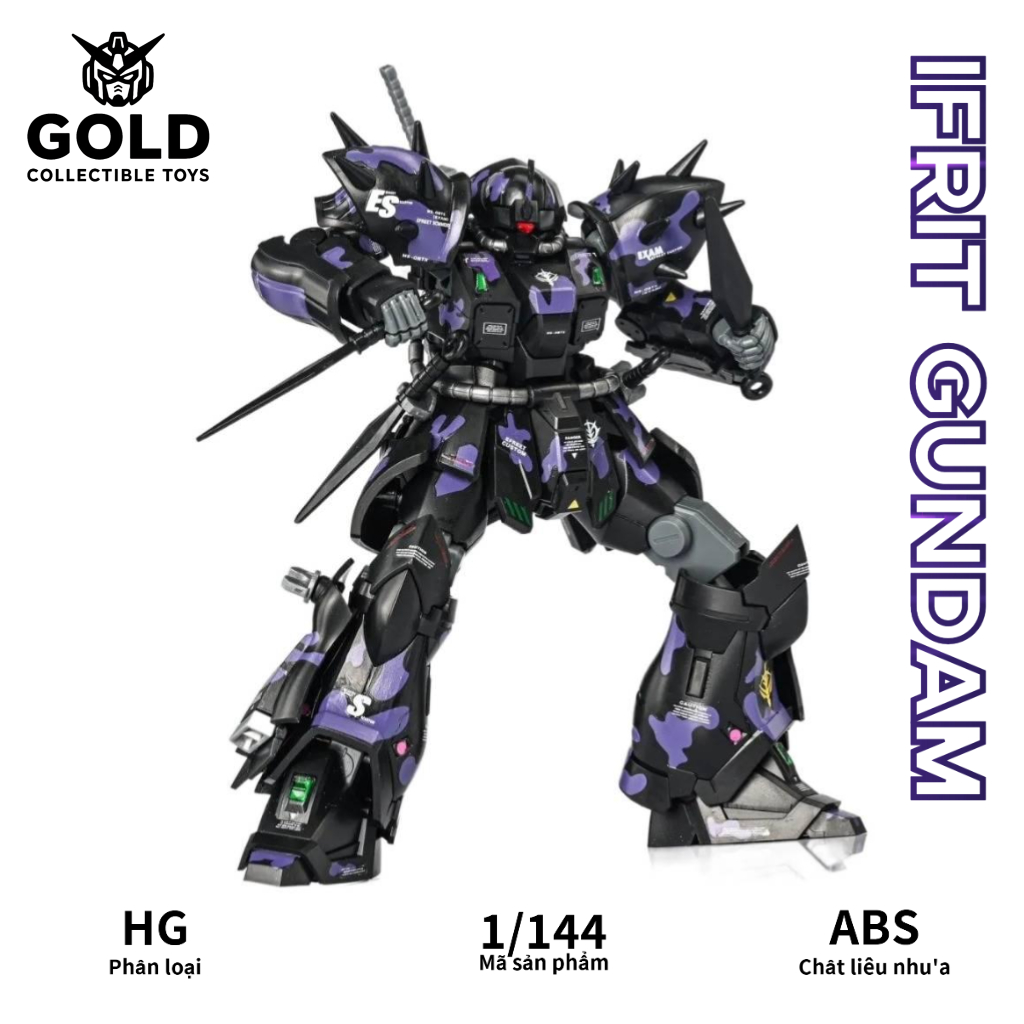 Mô hình Xingyuan – Bộ mô hình nhựa Gundam Efreet Night Camo HG 1/144 với lưỡi kiếm đôi và miếng dán 