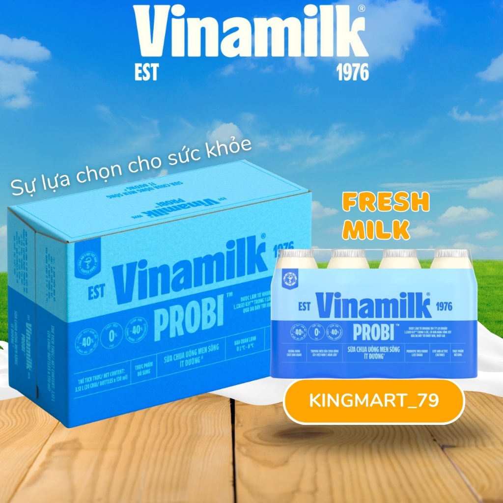 [Hỏa Tốc] Thùng Sữa chua uống Probi Ít Đường chai 130ml -24 chai.