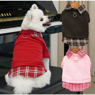  Quần áo cho chó mèo vải lông cừu caro  thời trang thu đông   Quần áo ấm cho thú cưng 