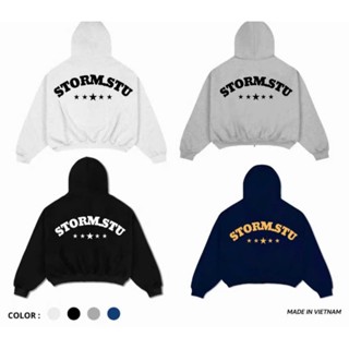 Áo Hoodie Zip STORMSTU Form Unisex Mũ Rộng 2 Lớp Nỉ Bông Cotton Dày Dặn Ấm Áp