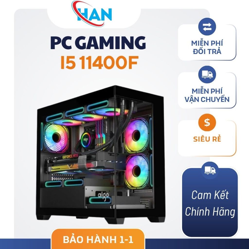 Bộ máy tính i5 11400F chạy main B560 hàng đẹp SSD 256-500g nguồn 550W