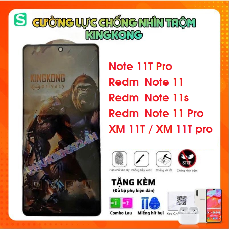 Kính Cường Lực Chống Nhìn Trộm KINGKONG Cho Redmi Note 11 / Note 11s / Note 11 Pro / 11T / 11T Pro /