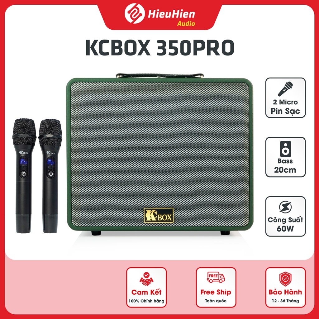 Loa karaoke xách tay KCBOX KC350 Pro chính hãng - Công suất 300W, Kèm 2 micro, Echo Reverb Cao Cấp |