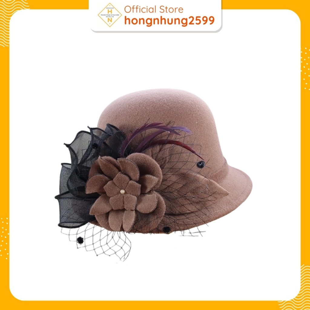 Mũ dạ nữ có gắn nơ