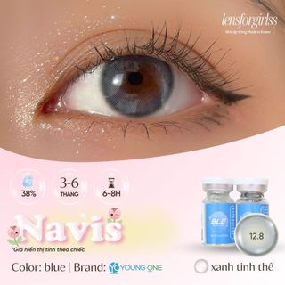  Kính áp tròng Xanh tinh thể bắt sáng có viền NAVIS BLUE chính hãng KOREA | Lens cận | LENSFORGIRLSS 
