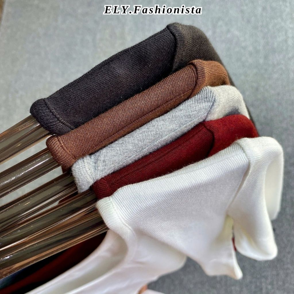 Áo Croptop nữ Cổ Tim ELY Dài Tay Lót Lông Giữ Nhiệt Nữ Form Ôm Co Giãn Mặc Đẹp Đi Học Đi Chơi ELY308 | BigBuy360 - bigbuy360.vn
