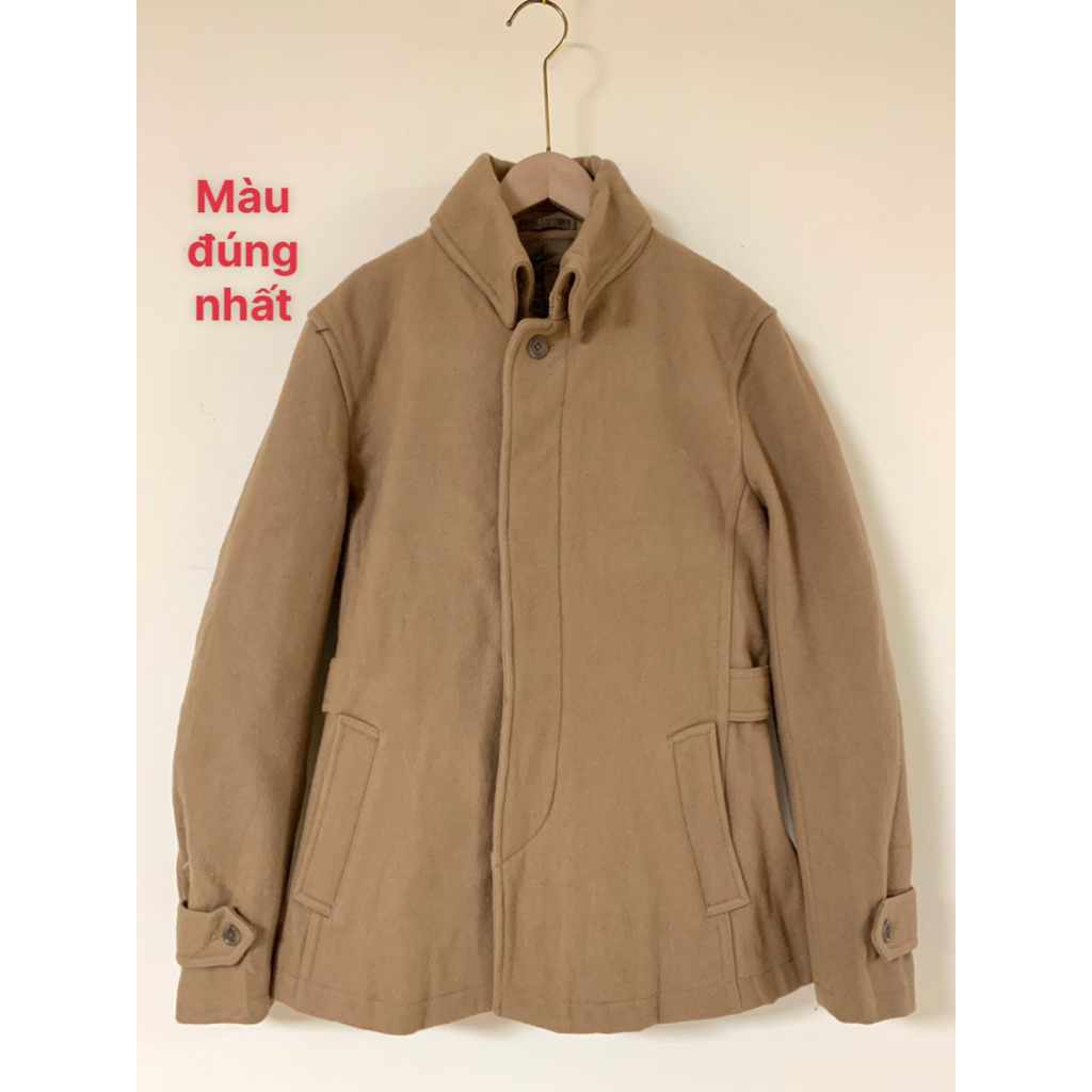 2️⃣9️⃣9️⃣ [NHẬT] Áo khoác NAM, dạ LEN, cổ cao, cút ẩn, dáng suông ngắn, màu be, size L, mã K 290
