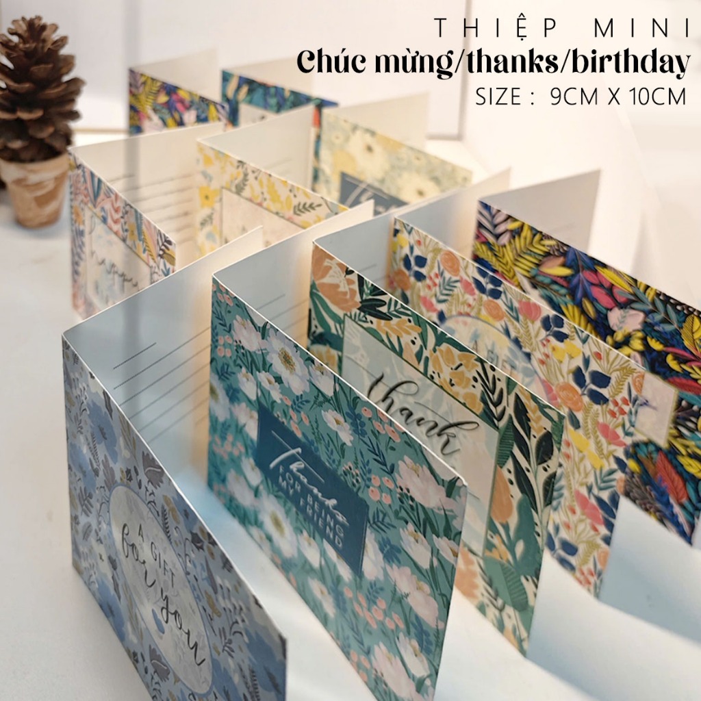 Thiệp cám ơn kèm bao thư | thiệp gấp đôi 9x9cm | thiệp chúc mừng sinh nhật