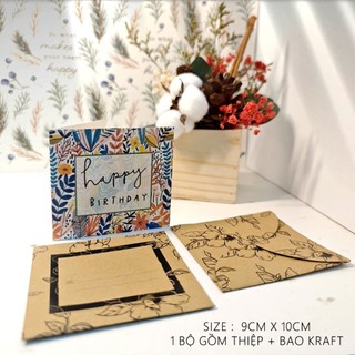 Thiệp cám ơn kèm bao thư | thiệp gấp đôi 9x9cm | thiệp chúc mừng sinh nhật