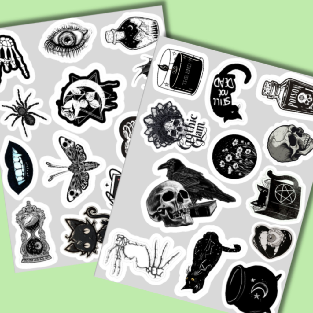 Set 50 cái sticker Gothic đậm phong cách Dark Gothic không trùng dán trang trí sổ, lưu niệm