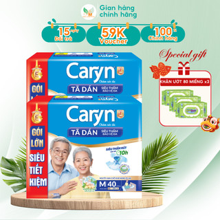 [COMBO 2] Tã dán người già CARYN siêu tiết kiệm M40 - L40 dành cho ông bà bố mẹ