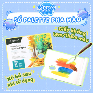 Bảng Palette Pha Màu Micofi Hoạ Cụ, Sổ Pallet Pha Màu Bằng Giấy Xé Khổ A4 30 Tờ Cho Màu Gouache Nước Acrylic - Giorgione