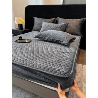set ga gối nỉ nhung in vân chìm cao cấp hoạt tiết sang trọng (tặng kèm vỏ gối ôm)