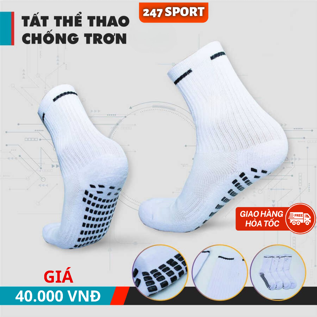 Tất đá bóng chống trơn Combo 2-3 vớ đá banh dệt kim 247sport_hn, tất bóng đá có cao su non chống trư