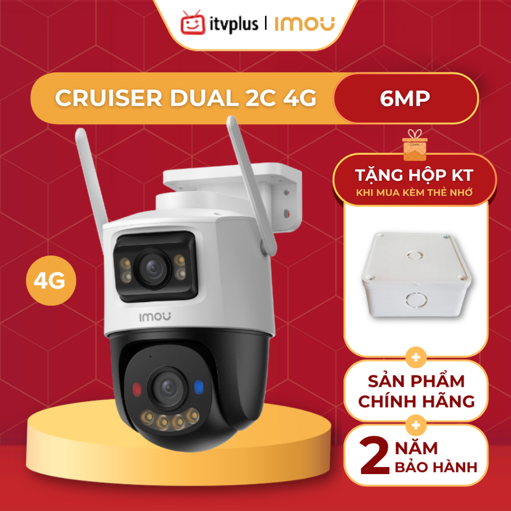 Camera Ngoài Trời 2 Mắt IMOU Cruiser Dual 2C 6MP 4G - Hỗ trợ 4G, 2 Mắt linh hoạt - IPC-S7XCP-6M1TED