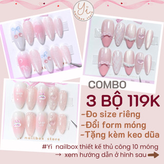  Nailbox thiết kế BT1 móng tay giả móng úp sơn gel thạch hồng kỷ yếu đi chơi 