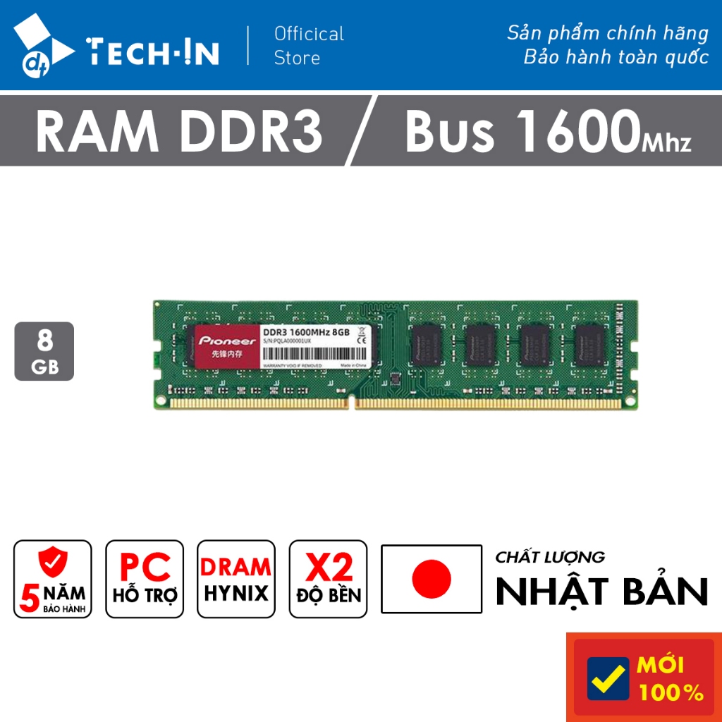Bộ nhớ RAM Pioneer DDR3 8GB cho PC - Hàng Chính Hãng
