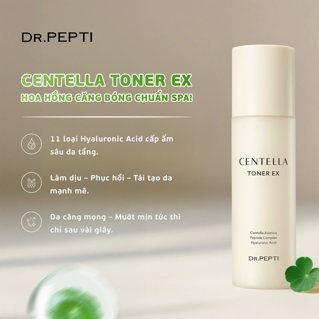 Nước Hoa Hồng Dưỡng Da Cấp Ẩm, Căng Bóng Dr.Pepti Centella Toner Ex 180ml