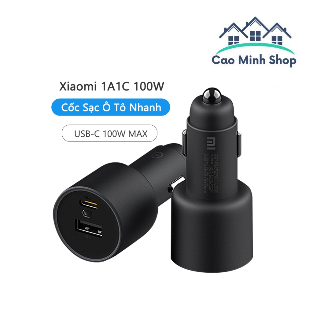 Bộ sạc nhanh ô tô 𝗫𝗶𝗮𝗼𝗺𝗶 1A1C, USB-C 100W MAX, USB-A USB-C cổng kép - Cao Minh Shop