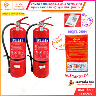  {CÓ KIỂM ĐỊNH}Combo 2 bình chữa cháy bột ABC 4kg  có tem KĐ-Tặng Nội quy tiêu lệnh 2IN1 