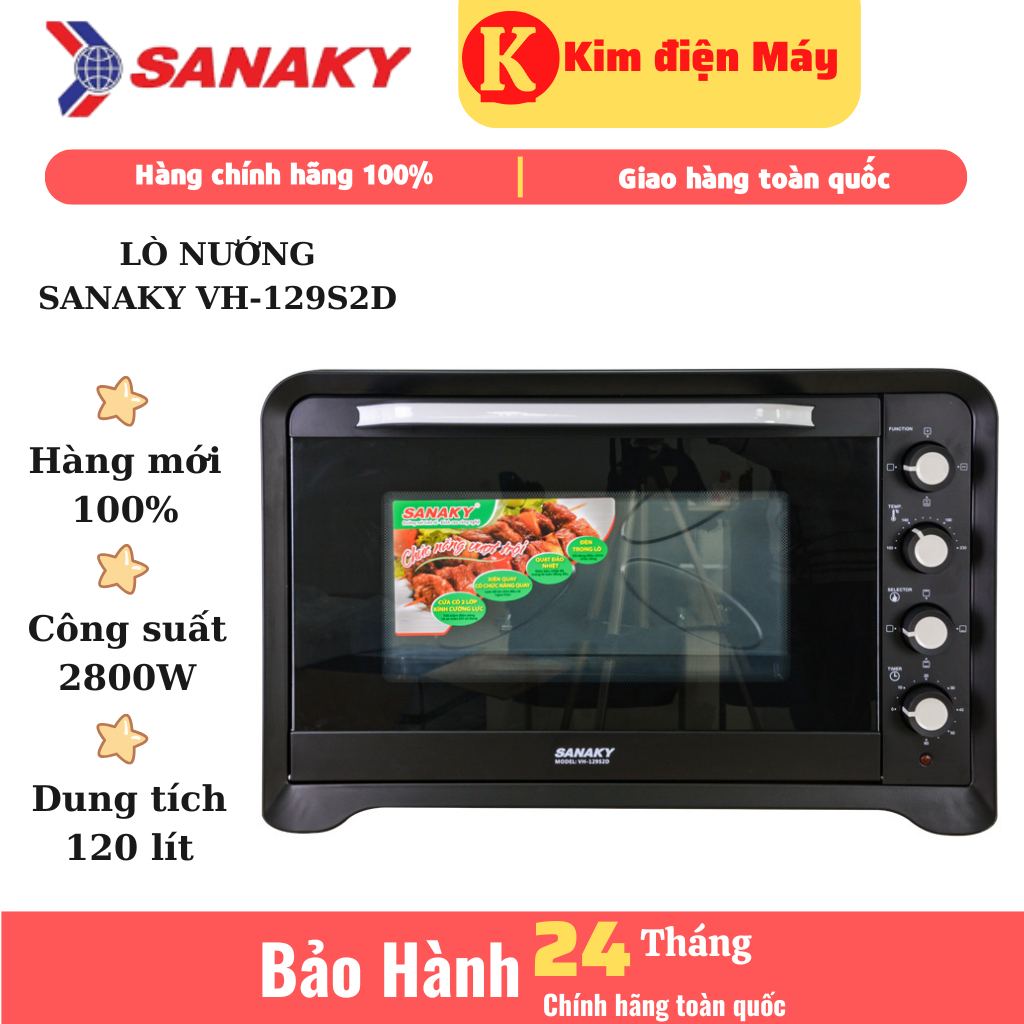 Lò nướng Sanaky VH-129S2D 120 lít nướng đa năng lò nướng thùng loại lớn hàng chính hãng