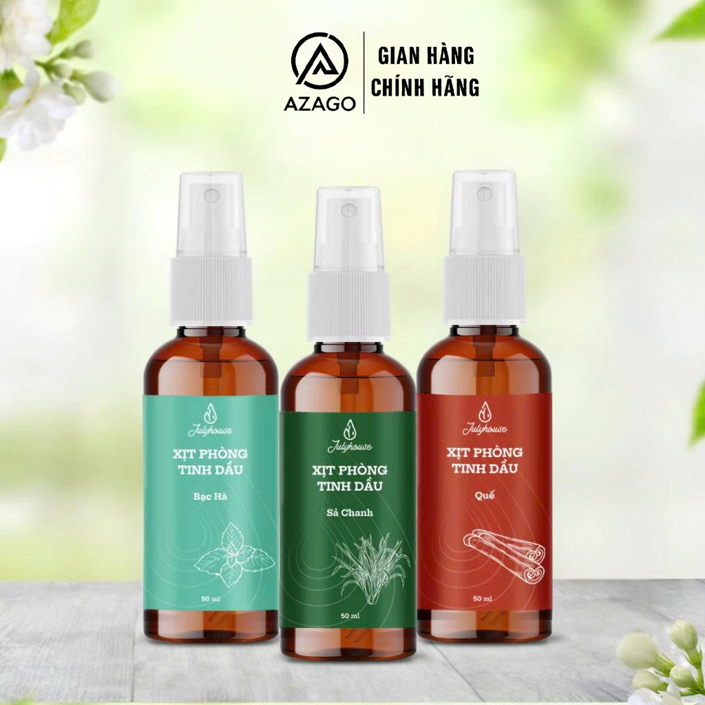 Bình xịt khử mùi phòng tinh dầu sả chanh, bạc hà, quế JULYHOUSE 50ml - AZAGO