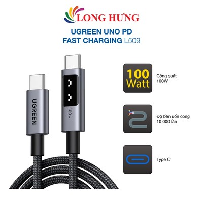 Cáp USB Type-C to Type-C Ugreen Uno PD Fast Charging L509 0.5m/1m/2m/3m - Hàng chính hãng
