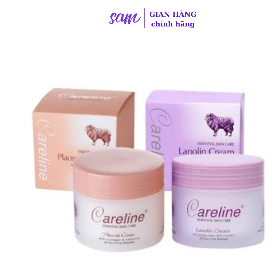 Kem dưỡng Careline Lanolin Cream mỡ cừu (tím),Careline Placenta Cream nhau thai cừu (cam)  100ml