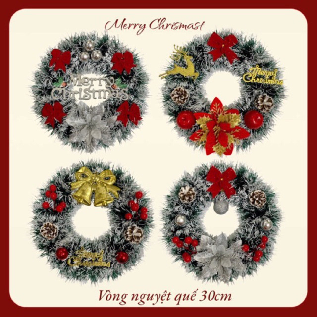 Vòng Nguyệt Quế Giáng Sinh 30cm | Trang Trí Decor Nhà Noel - Không Gian Vui Tươi