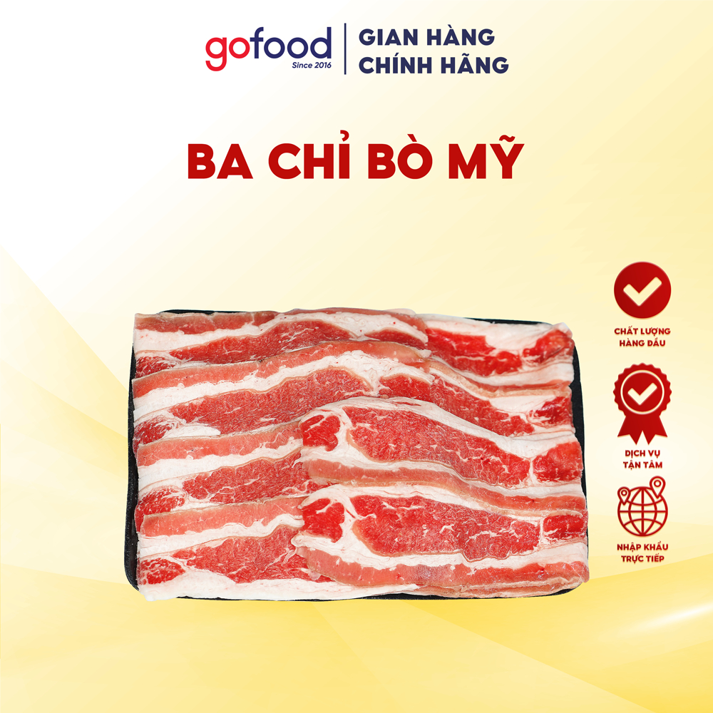 [Hỏa Tốc HCM] Ba Chỉ Bò Mỹ Black Angus Khay 500gr Gofood Chuyên Lẩu, Nướng, Cuộn Nấm,..