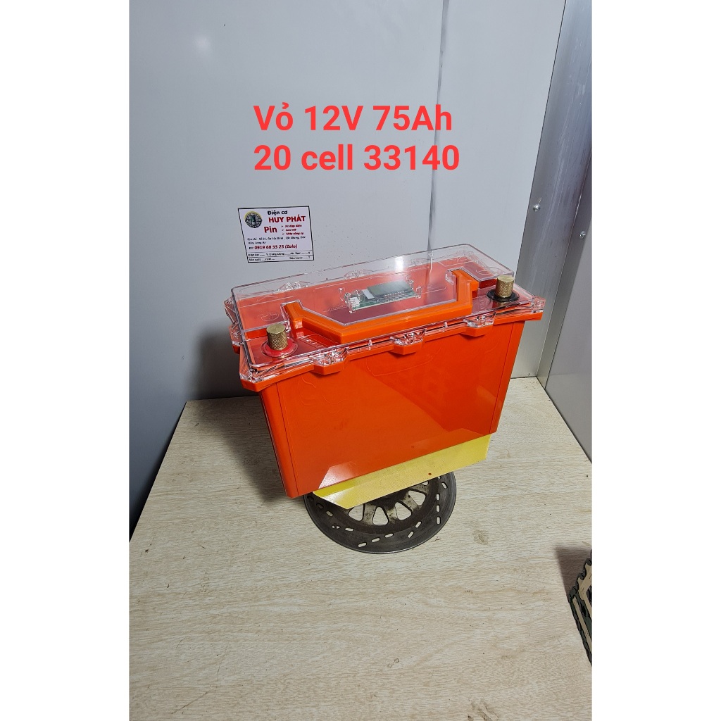 [Vỏ 75Ah], Vỏ bình 12V 60Ah-75Ah, chứa tối đa 20 cell 33140, đầy đủ phụ kiện