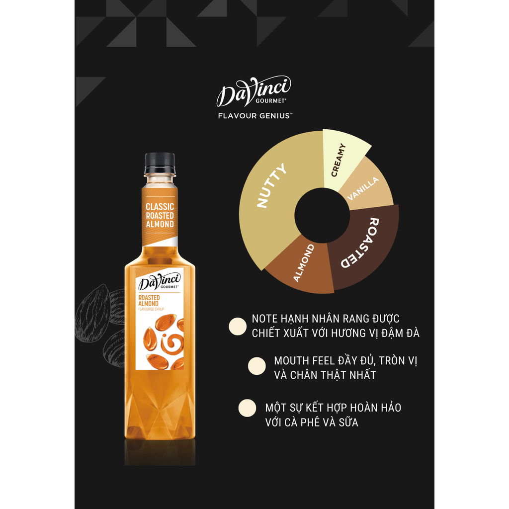 Syrup Davinci Hạnh Nhân 750ml/100ml dùng thử, siro hạnh nhân chuyên dùng cho pha chế