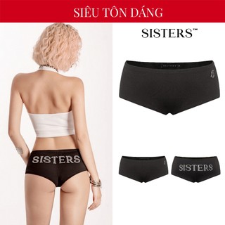 Quần đùi nữ đen đính cườm bling SISTERS thiết kế eo thấp siêu ngắn gợi cảm kèm logo inox Miuu Mini Short | SS-Q54-D