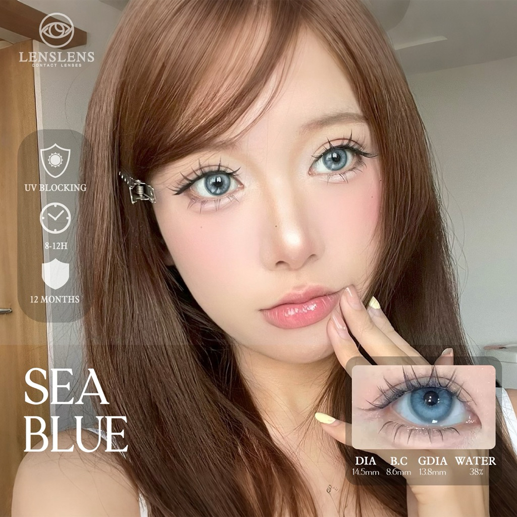 Lens Mắt Kính Áp Tròng Xanh Biển Tan Màu Sea Blue _ 14.5mm_T4-B2
