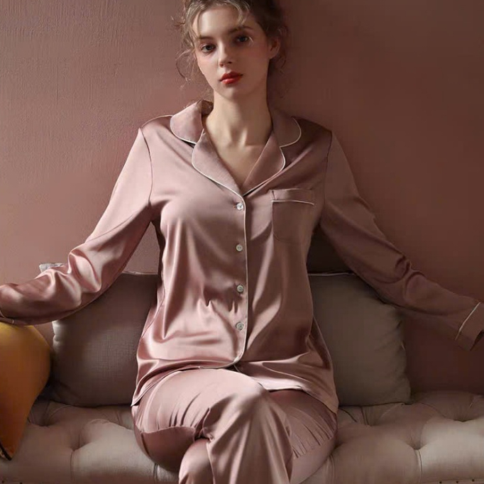 BỘ PIJAMA CHẤT LIỆU LỤA QUEEN CAO CẤP KIỂU DÁNG  BASIC - MIN HOUSE SLEEP WEAR