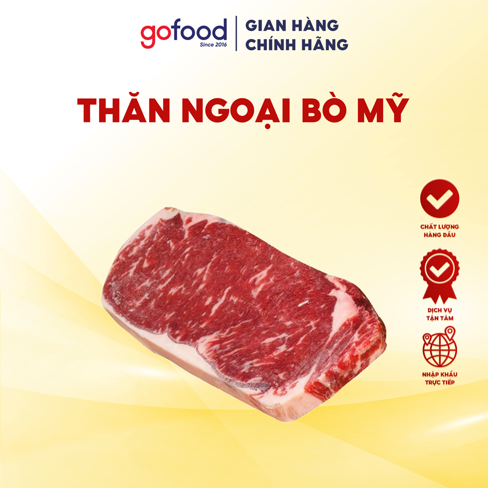 [Hỏa Tốc HCM] Thăn Ngoại Bò Mỹ Black Angus Gofood Miếng 300gr - Thăn Ngoại Làm Steak, Nướng, Áp Chảo